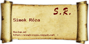 Simek Róza névjegykártya